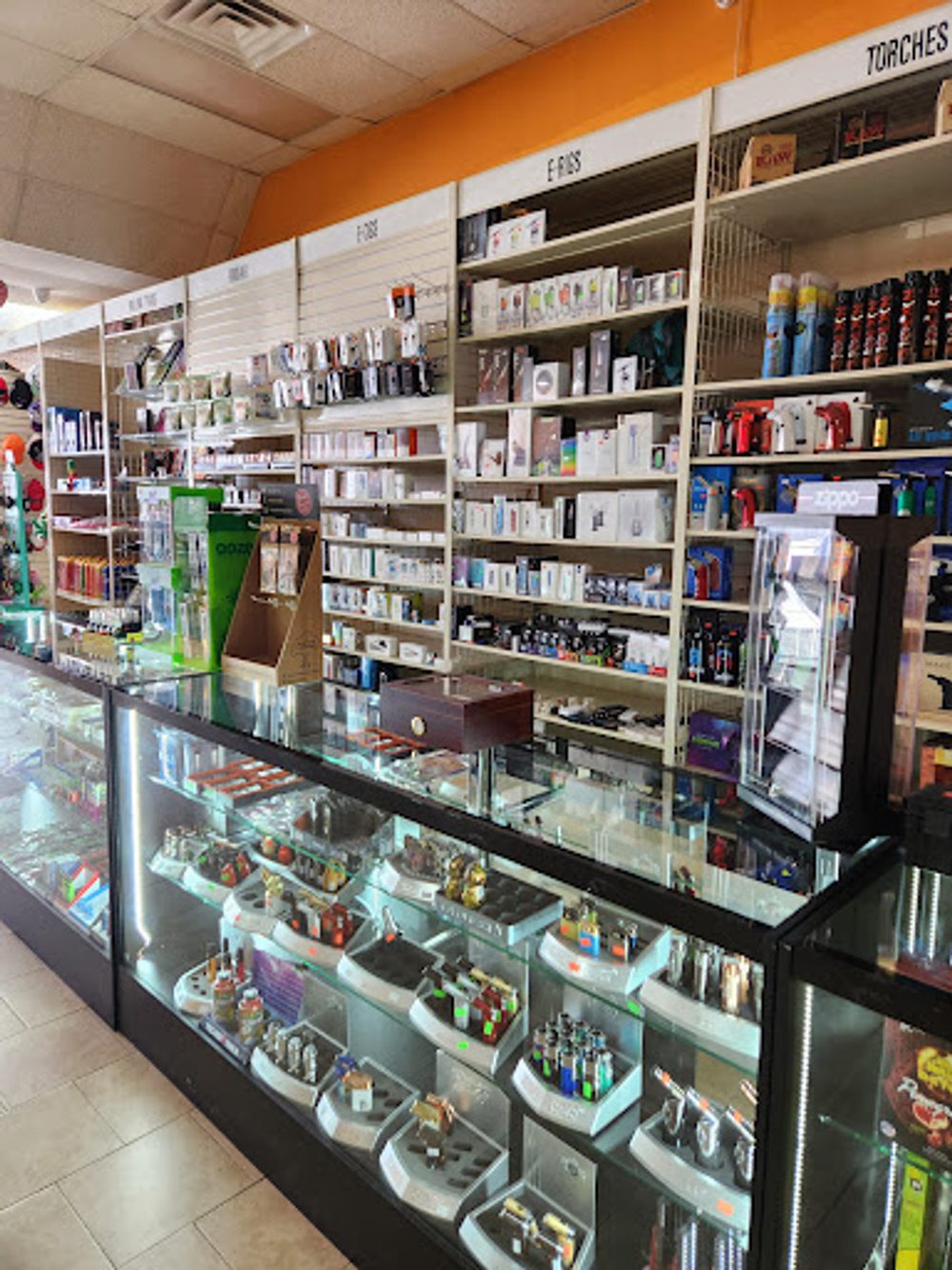 Accessory wall with torches and devices